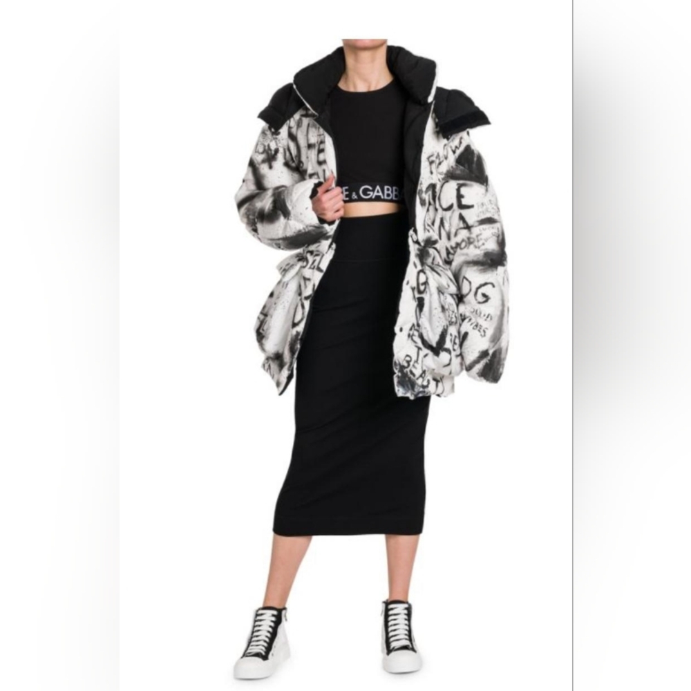 Dolce & Gabbana Black and White Graffiti Jacket